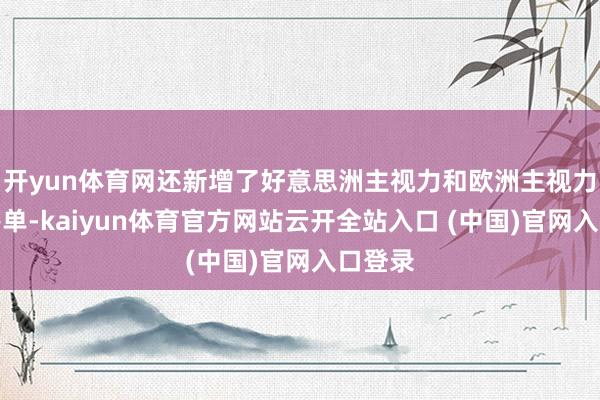 开yun体育网还新增了好意思洲主视力和欧洲主视力系列榜单-kaiyun体育官方网站云开全站入口 (中国)官网入口登录