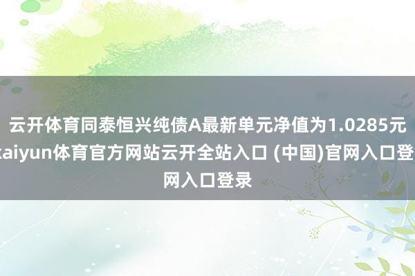 云开体育同泰恒兴纯债A最新单元净值为1.0285元-kaiyun体育官方网站云开全站入口 (中国)官网入口登录