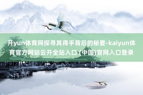开yun体育网探寻其得手背后的秘要-kaiyun体育官方网站云开全站入口 (中国)官网入口登录
