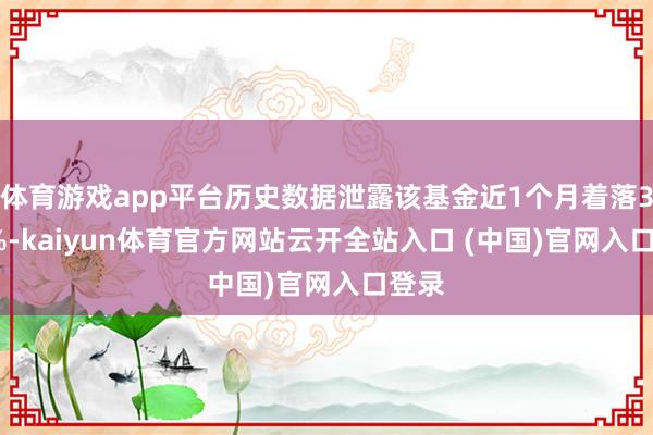 体育游戏app平台历史数据泄露该基金近1个月着落3.84%-kaiyun体育官方网站云开全站入口 (中国)官网入口登