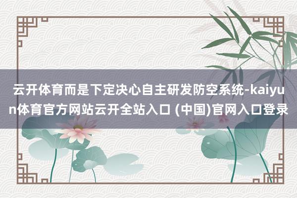 云开体育而是下定决心自主研发防空系统-kaiyun体育官方网站云开全站入口 (中国)官网入口登录