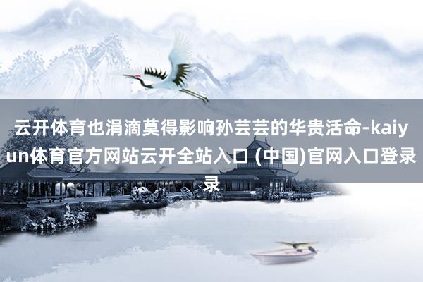 云开体育也涓滴莫得影响孙芸芸的华贵活命-kaiyun体育官方网站云开全站入口 (中国)官网入口登录
